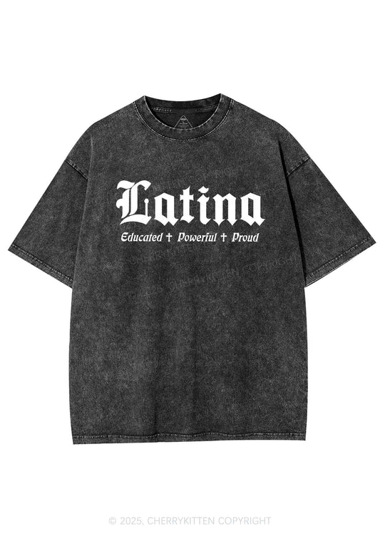 Educated Powerful Proud Latina Y2K Washed Tee Cherrykitten