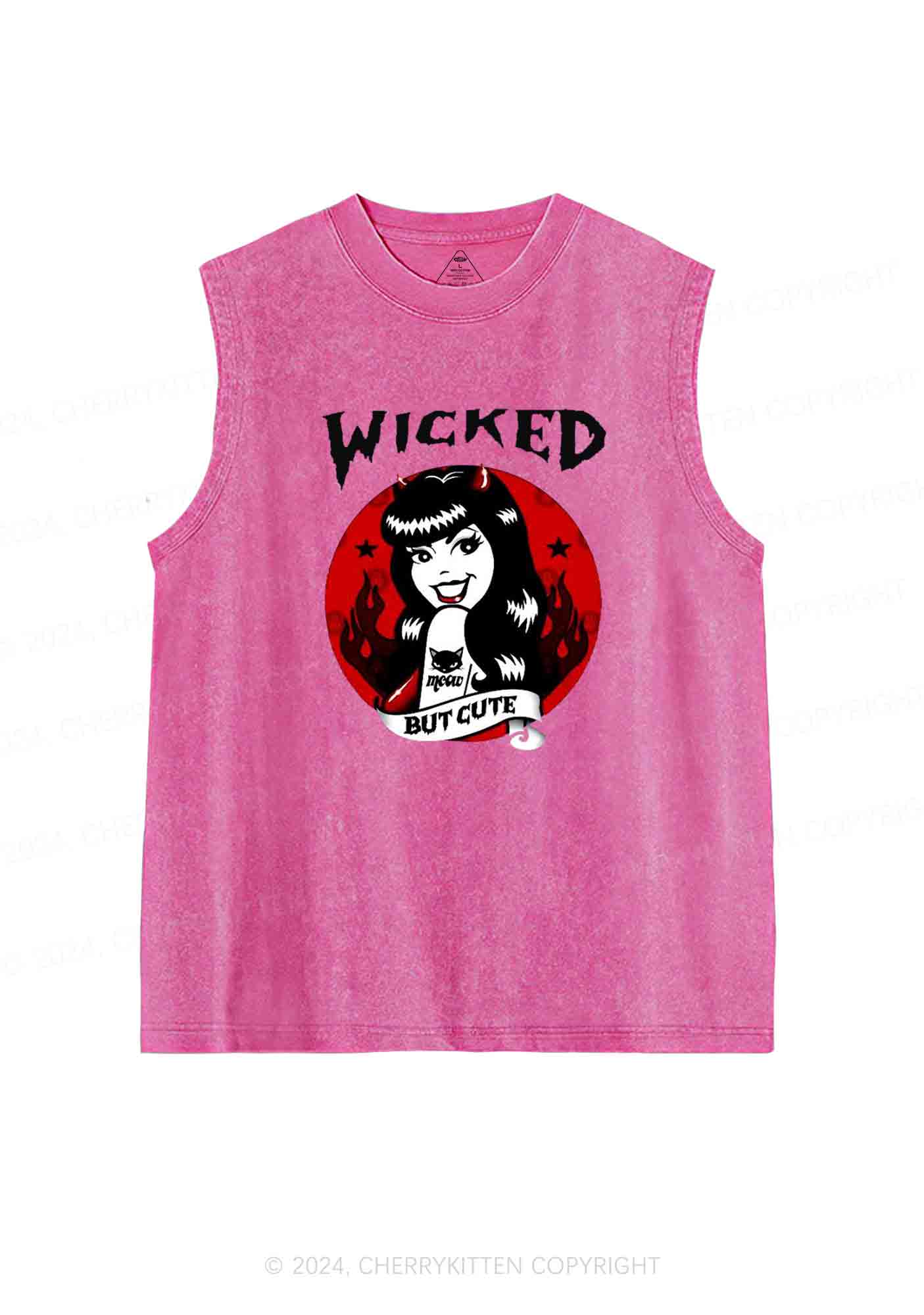 Halloween Wicked But Cute Y2K Washed Tank Cherrykitten