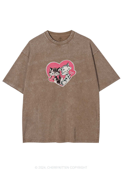 You Are So Purrty Y2K Valentine's Day Washed Tee Cherrykitten