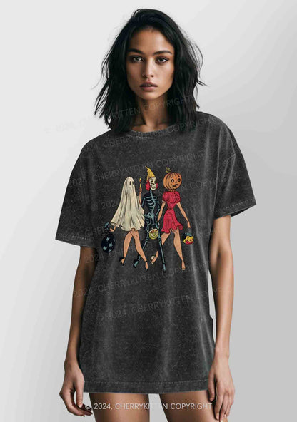 Halloween Ladies Y2K Washed Tee Cherrykitten