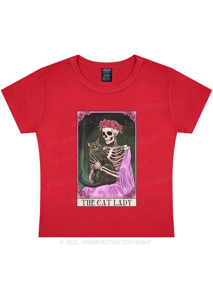 Skeleton Lady Y2K Baby Tee Cherrykitten