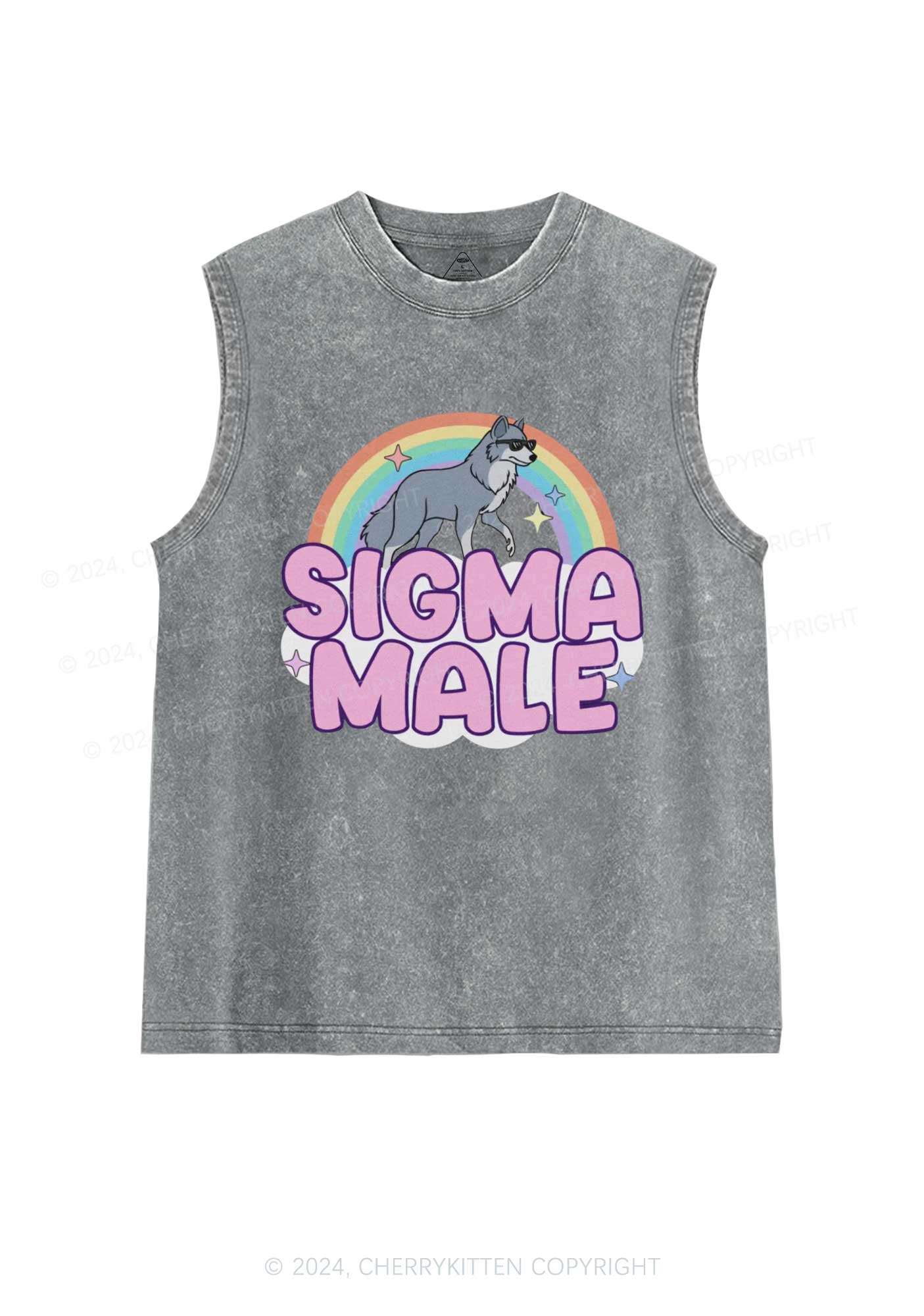 Sigma Male Wolf Y2K Washed Tank Cherrykitten