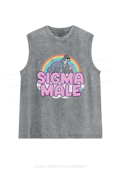 Sigma Male Wolf Y2K Washed Tank Cherrykitten