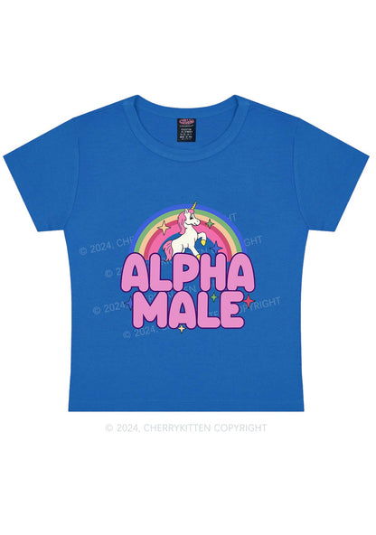 Rainbow Unicorn Alpha Male Y2K Baby Tee Cherrykitten