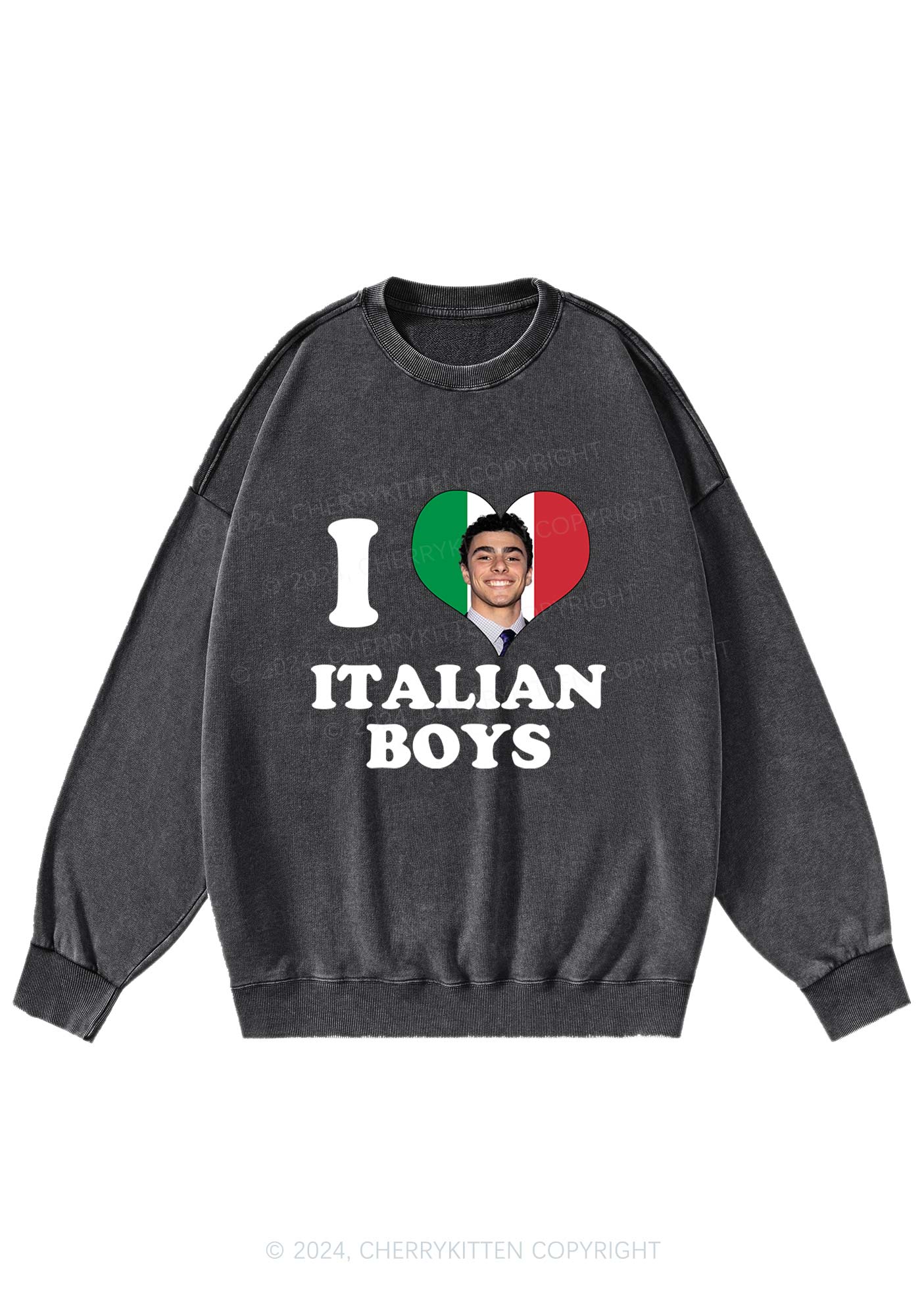 I Love Italian Luigi Y2K Washed Sweatshirts Cherrykitten