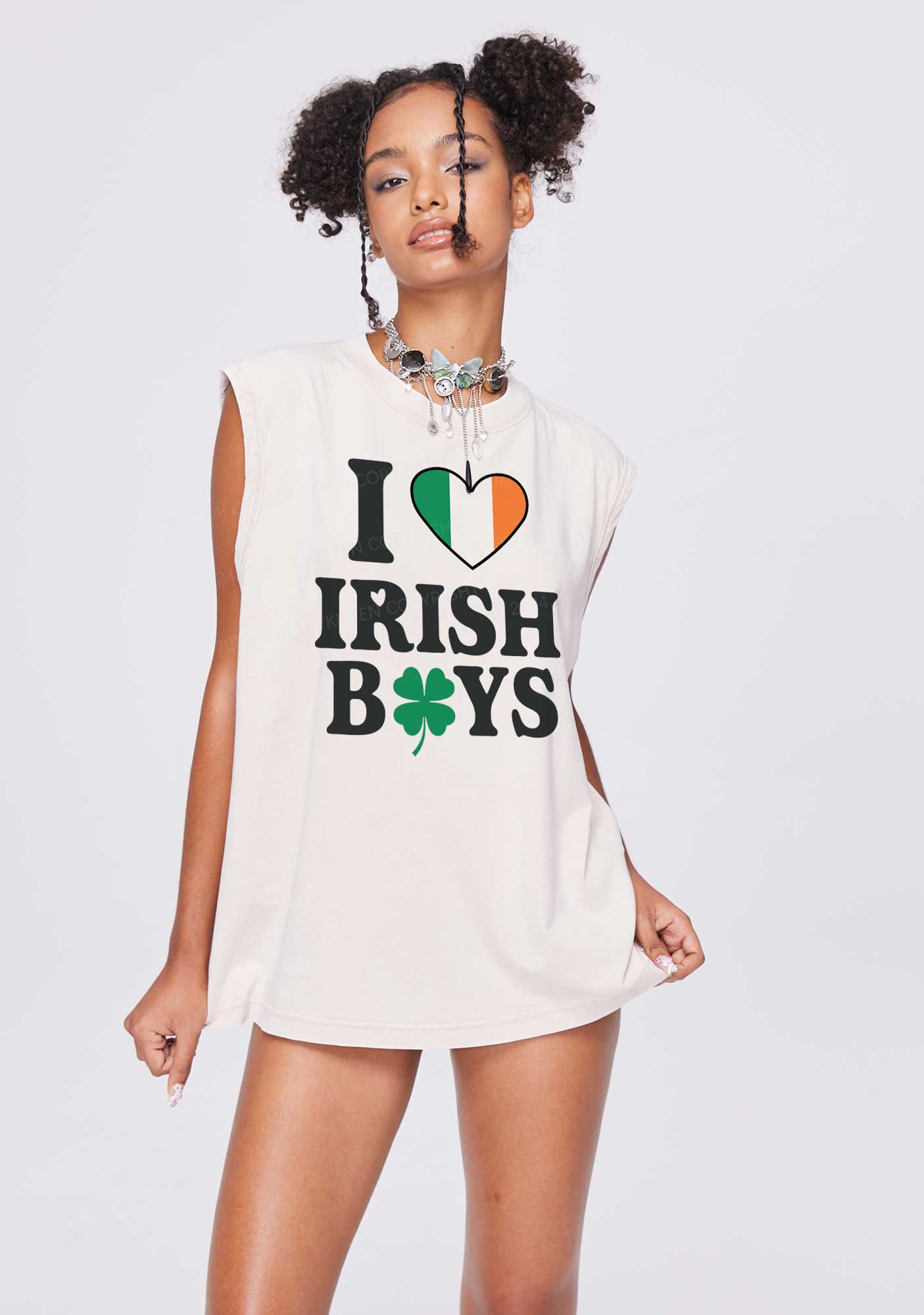 Irish Boy Shamrock St Patricks Y2K Washed Tank Cherrykitten