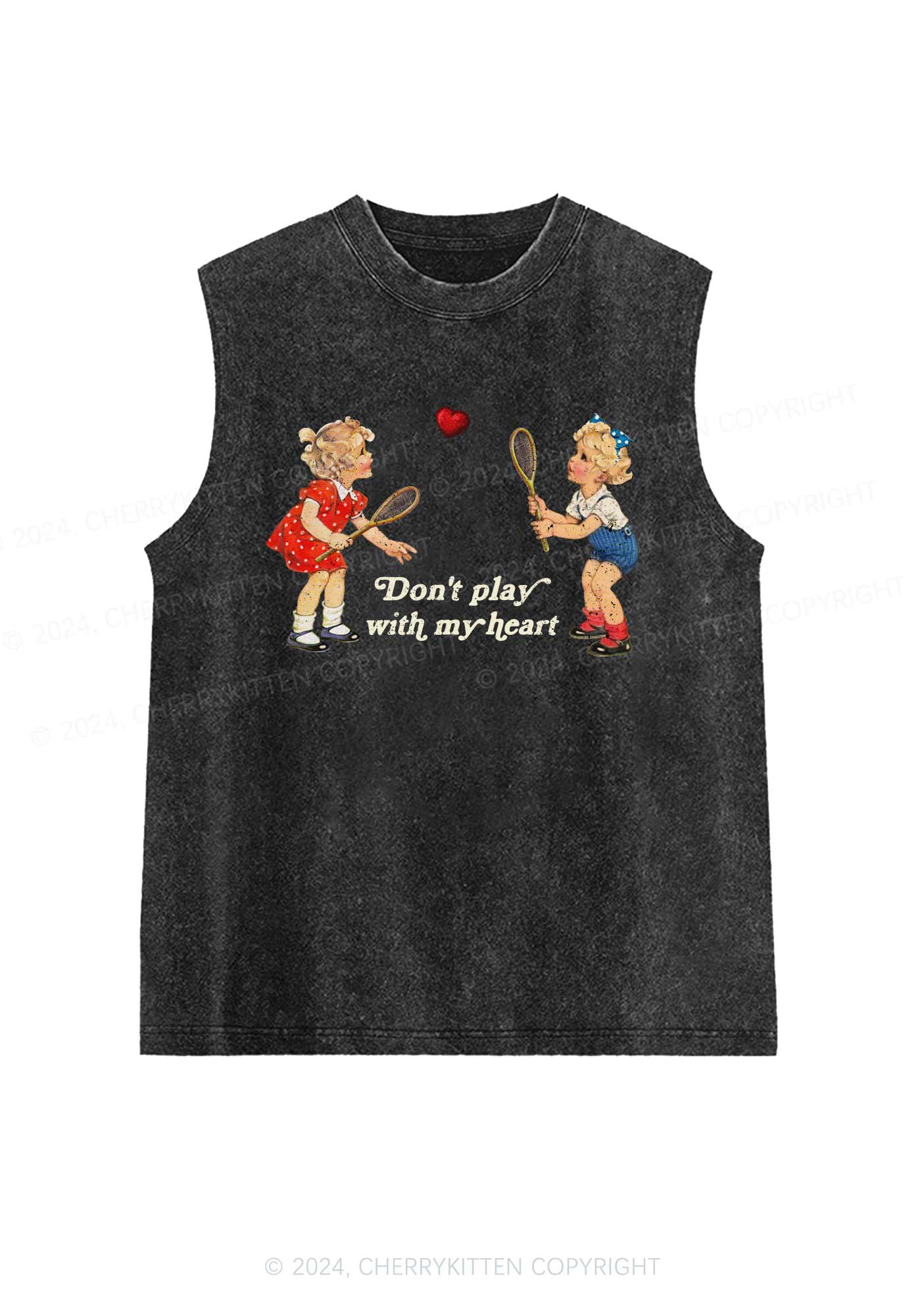 Don't Play With My Heart Y2K Washed Tank Cherrykitten