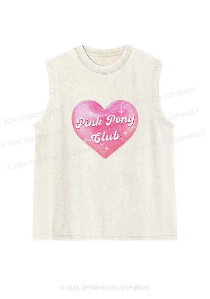 Pink Heart Pony Club Y2K Washed Tank Cherrykitten