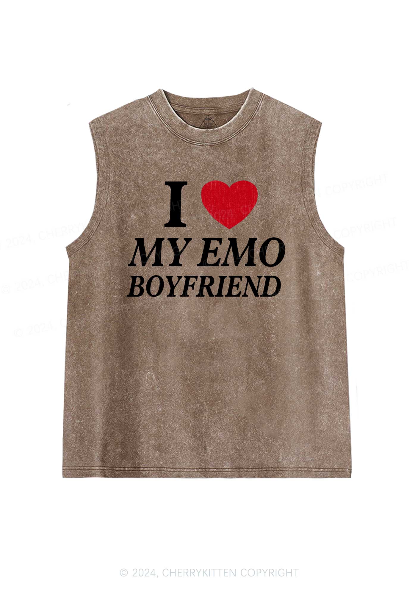 I Love My Emo BF Y2K Valentine's Day Washed Tank Cherrykitten