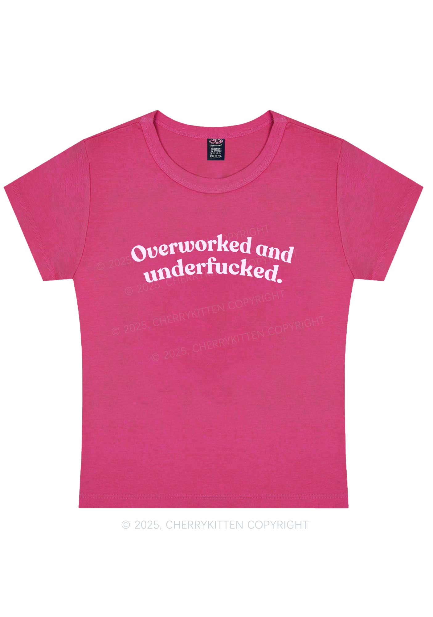 Overworked And Underfxcked Y2K Baby Tee Cherrykitten