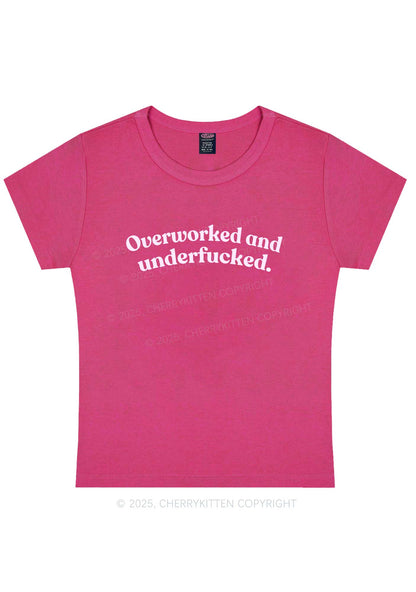 Overworked And Underfxcked Y2K Baby Tee Cherrykitten