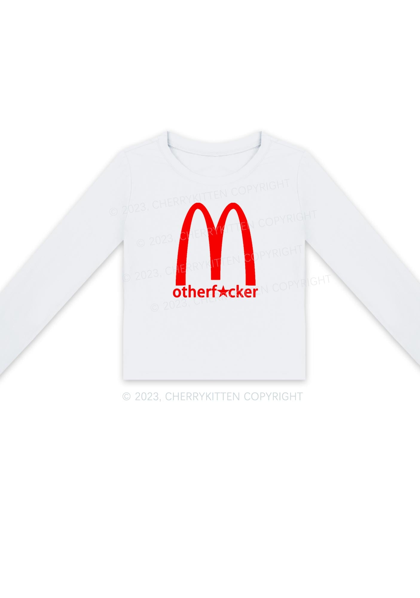 Big Motherfxcker Y2K Long Sleeve Crop Top Cherrykitten