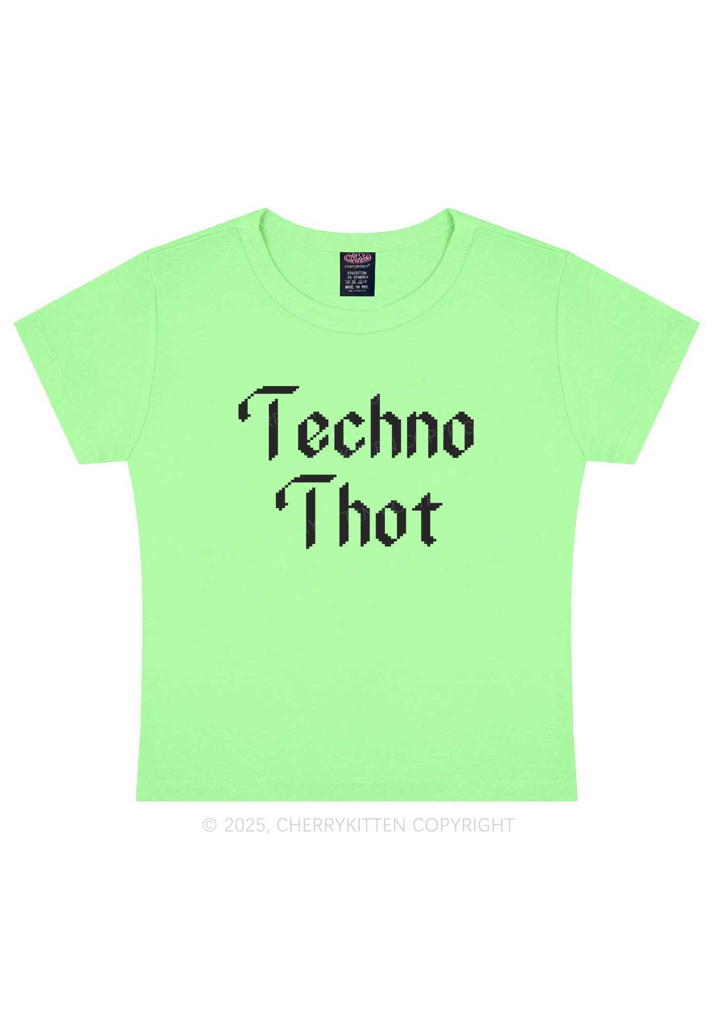 Techno Thot Y2K Baby Tee Cherrykitten