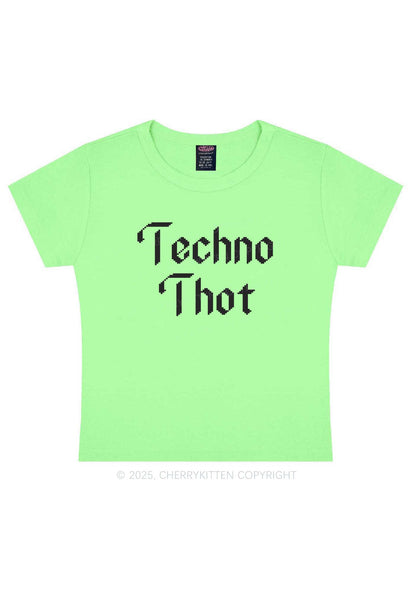 Techno Thot Y2K Baby Tee Cherrykitten