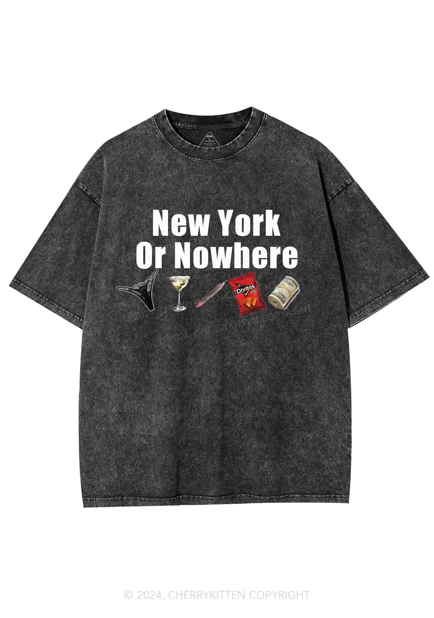 New York Or Nowhere Y2K Washed Tee Cherrykitten