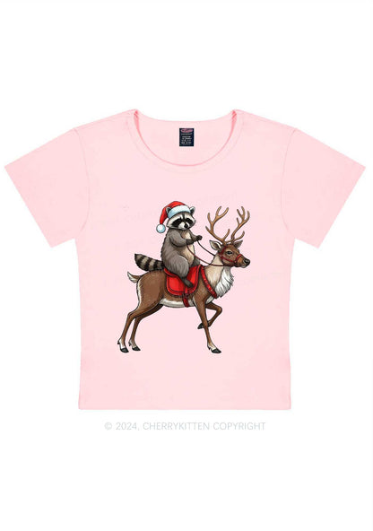 Christmas Feral Raccoon Y2K Baby Tee Cherrykitten