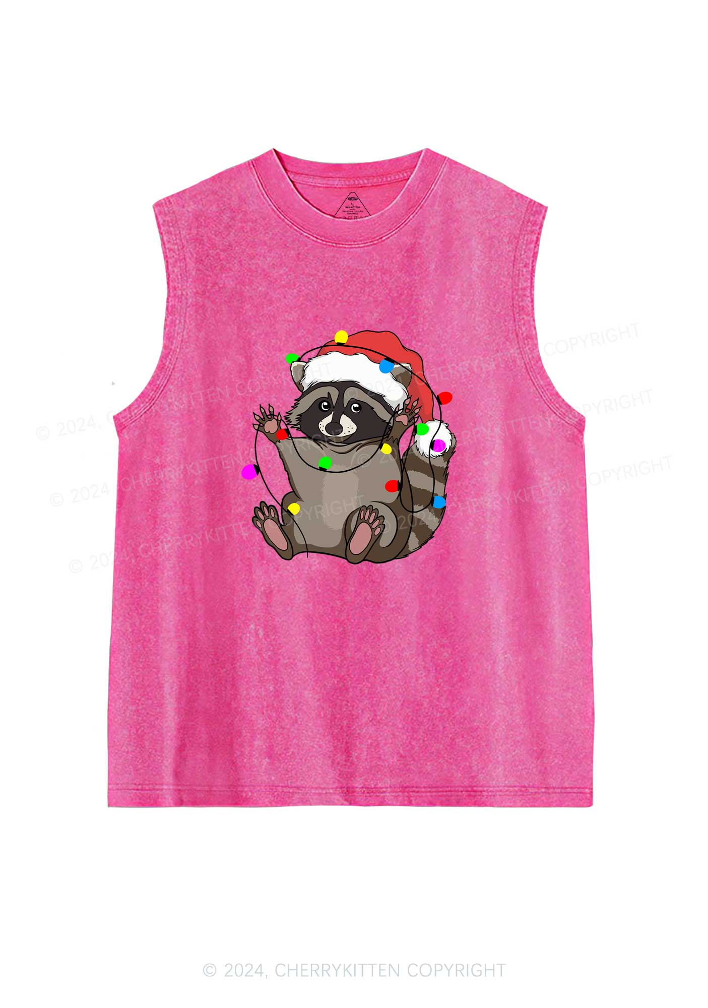 Christmas Raccoon Y2K Washed Tank Cherrykitten