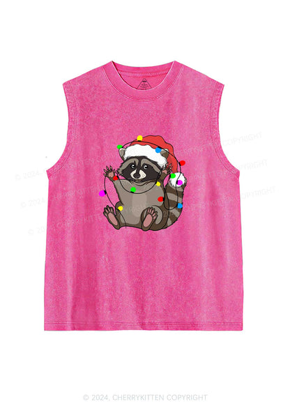 Christmas Raccoon Y2K Washed Tank Cherrykitten