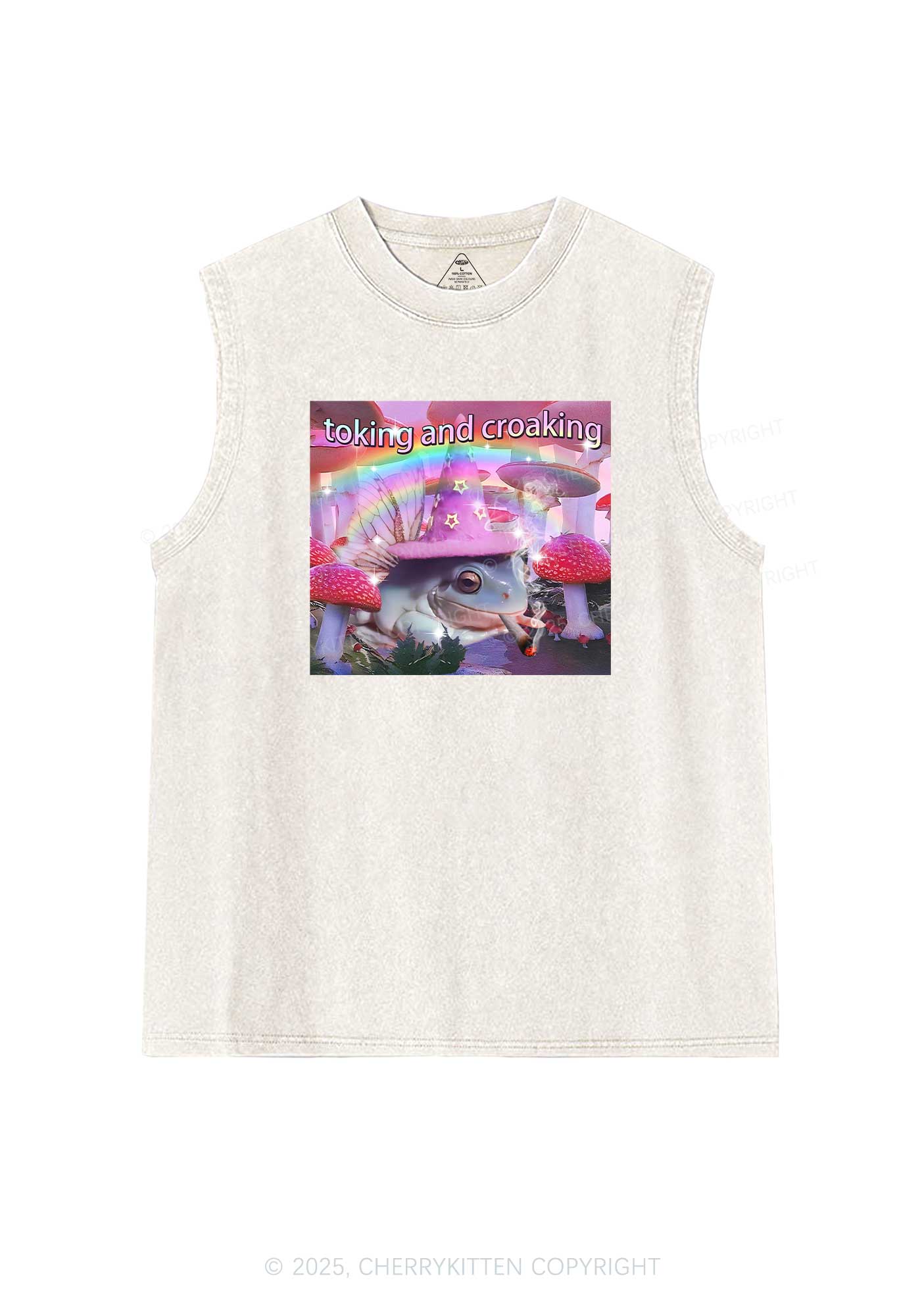 Toking Croaking Frog Y2K Washed Tank Cherrykitten