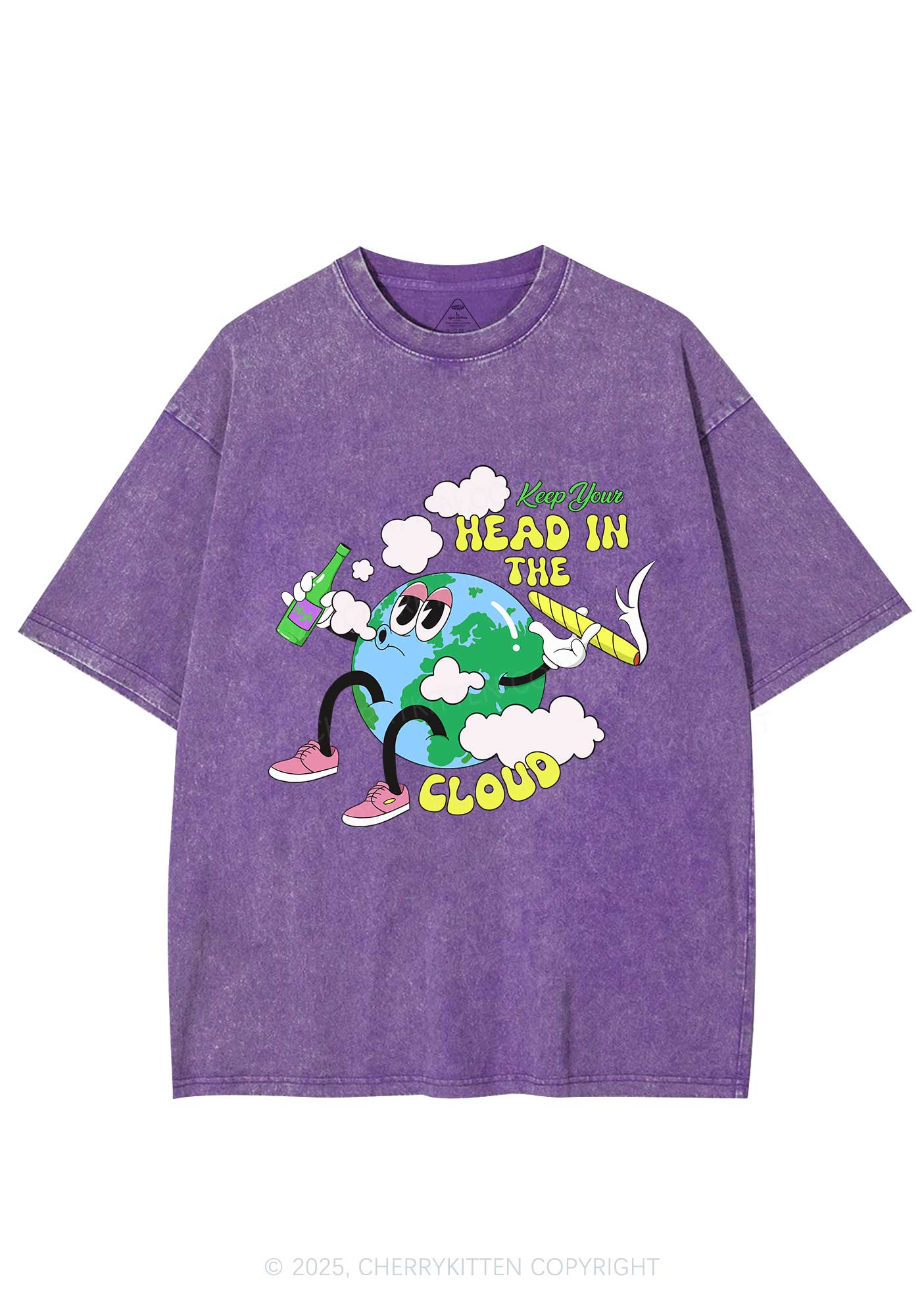 Keep Your Head In Cloud Y2K Washed Tee Cherrykitten