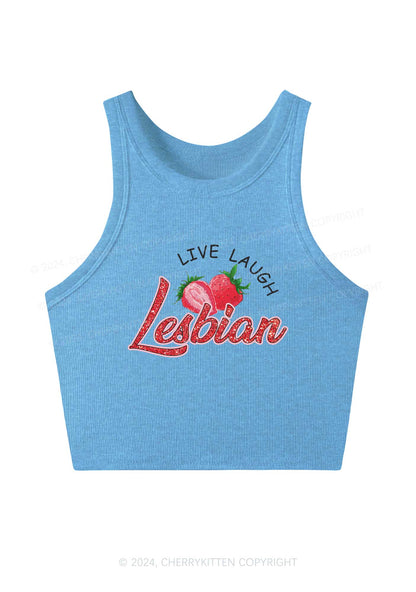 Live Laugh Lesbian Y2K Crop Tank Top Cherrykitten