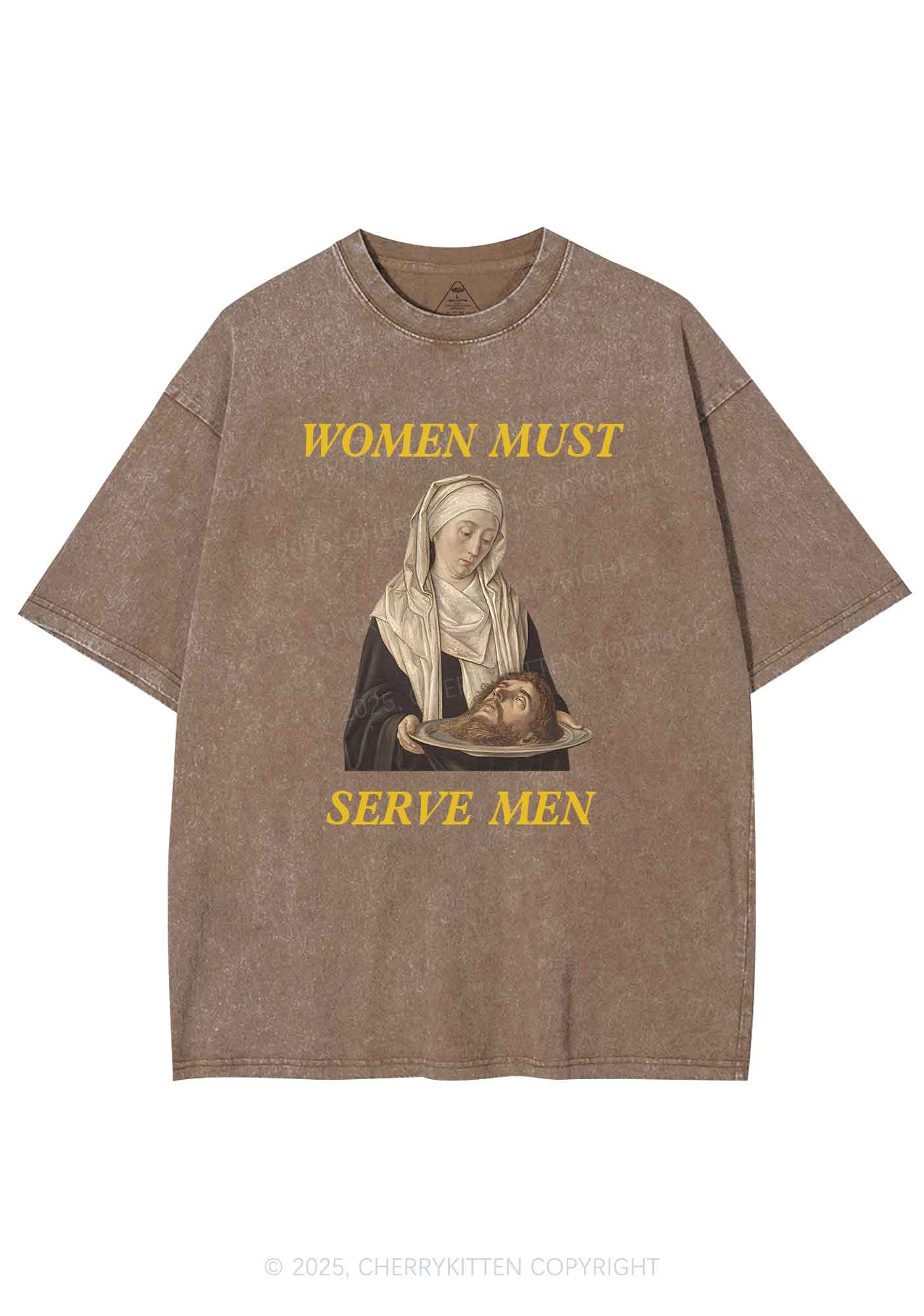 Women Must Serve Men Y2K Washed Tee Cherrykitten