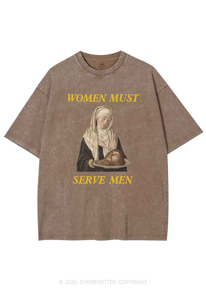 Women Must Serve Men Y2K Washed Tee Cherrykitten