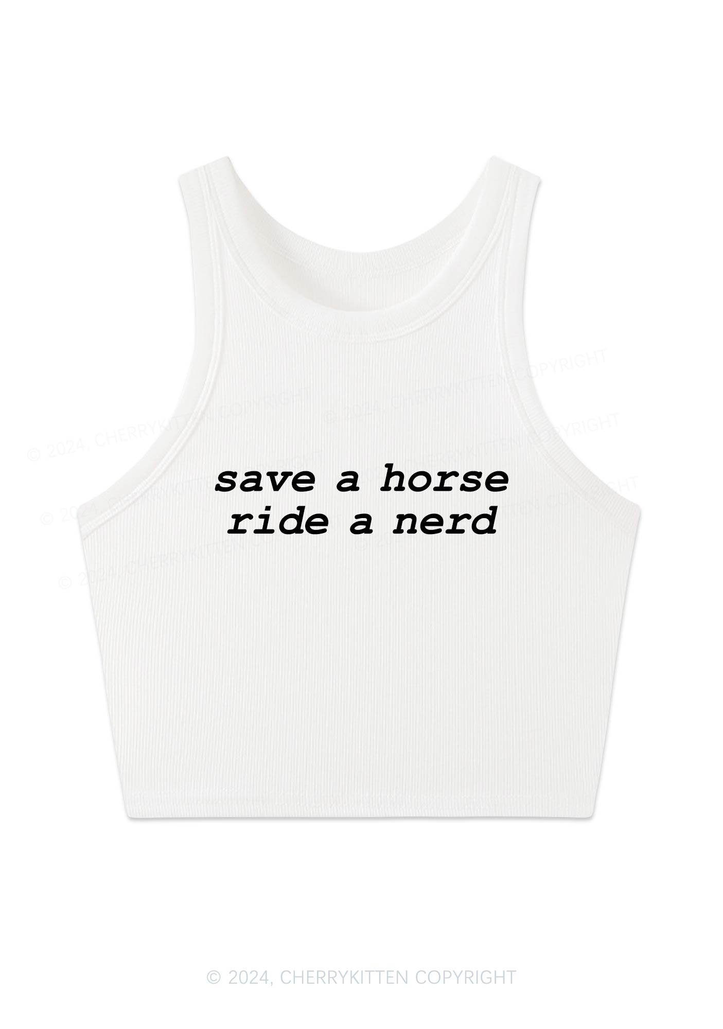 Save Horse Ride Nerd Y2K Crop Tank Top Cherrykitten