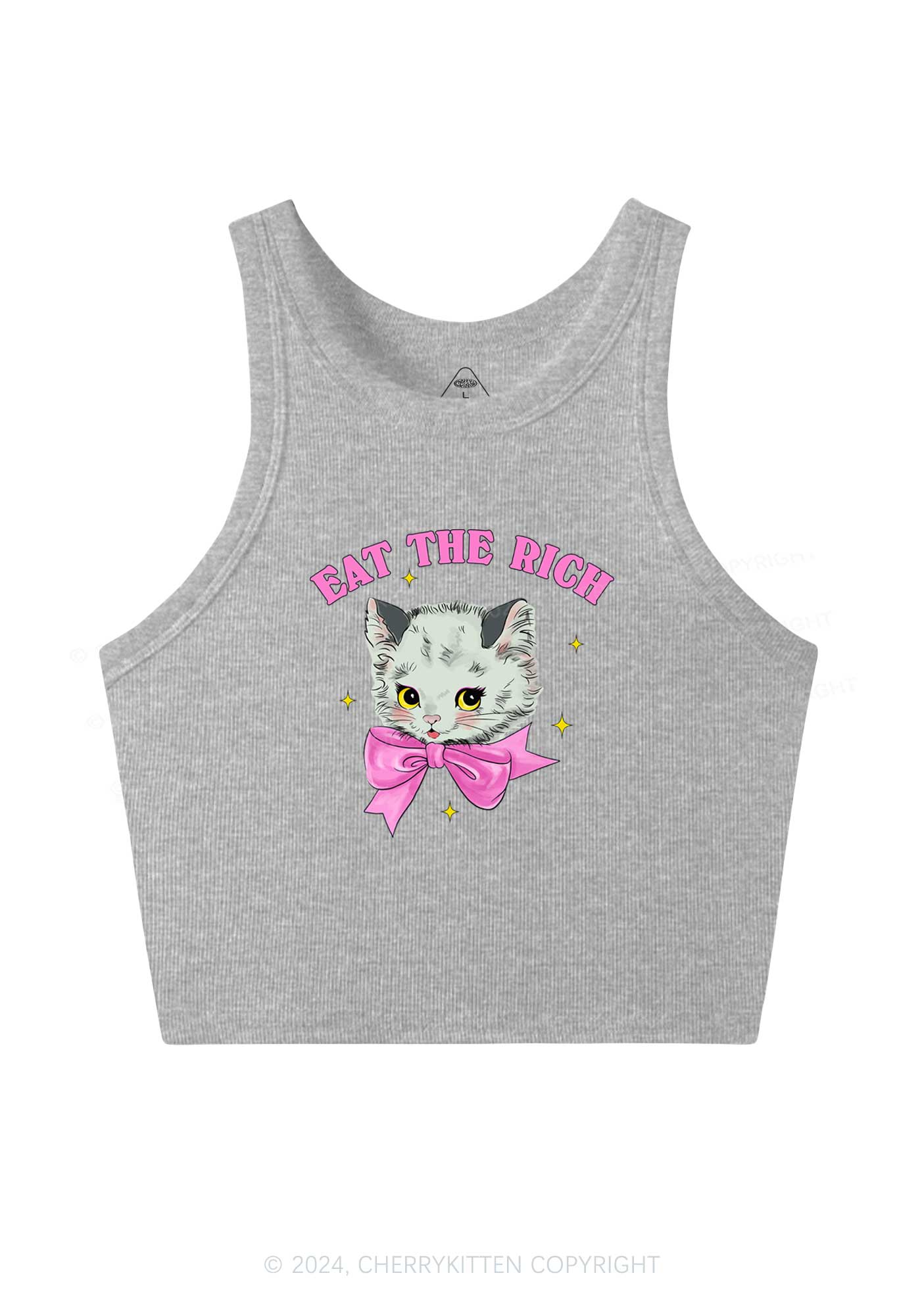 Eat Rich Cat Y2K Crop Tank Top Cherrykitten