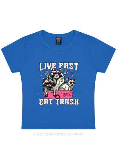 Live Fast Eat Trash Y2K Baby Tee Cherrykitten