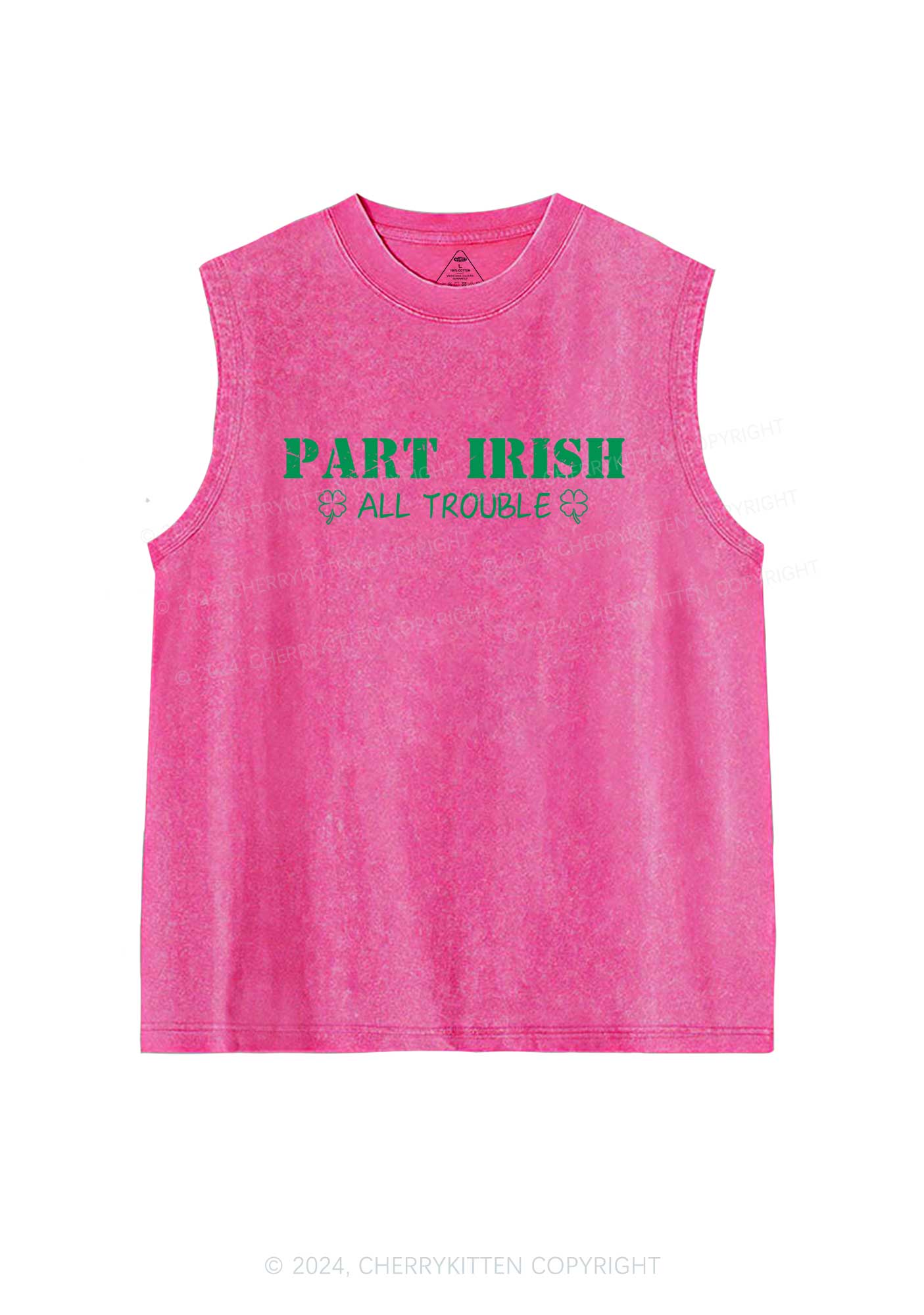 Part Irish All Trouble St Patricks Y2K Washed Tank Cherrykitten