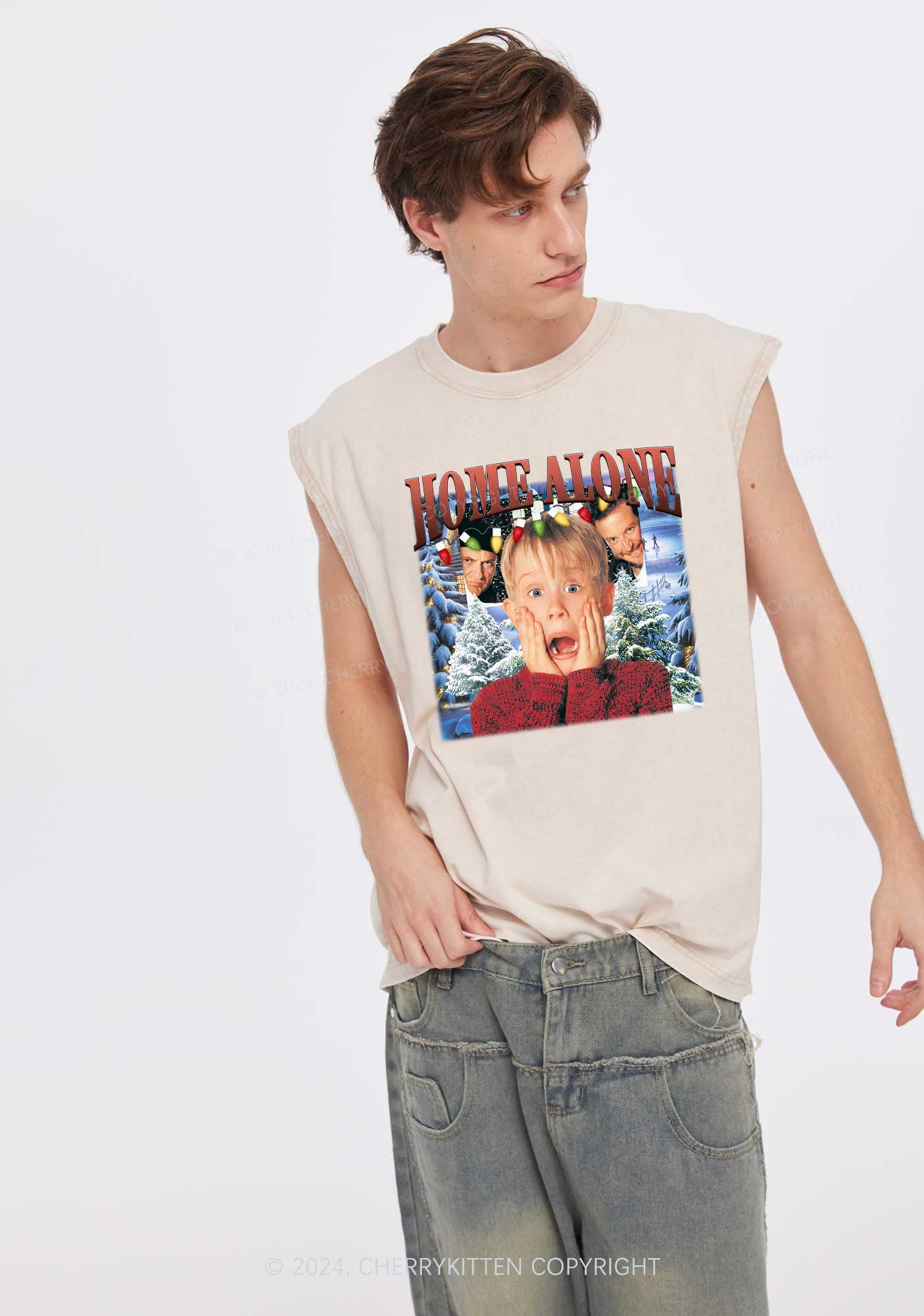 Christmas Home Alone Boy Y2K Washed Tank Cherrykitten