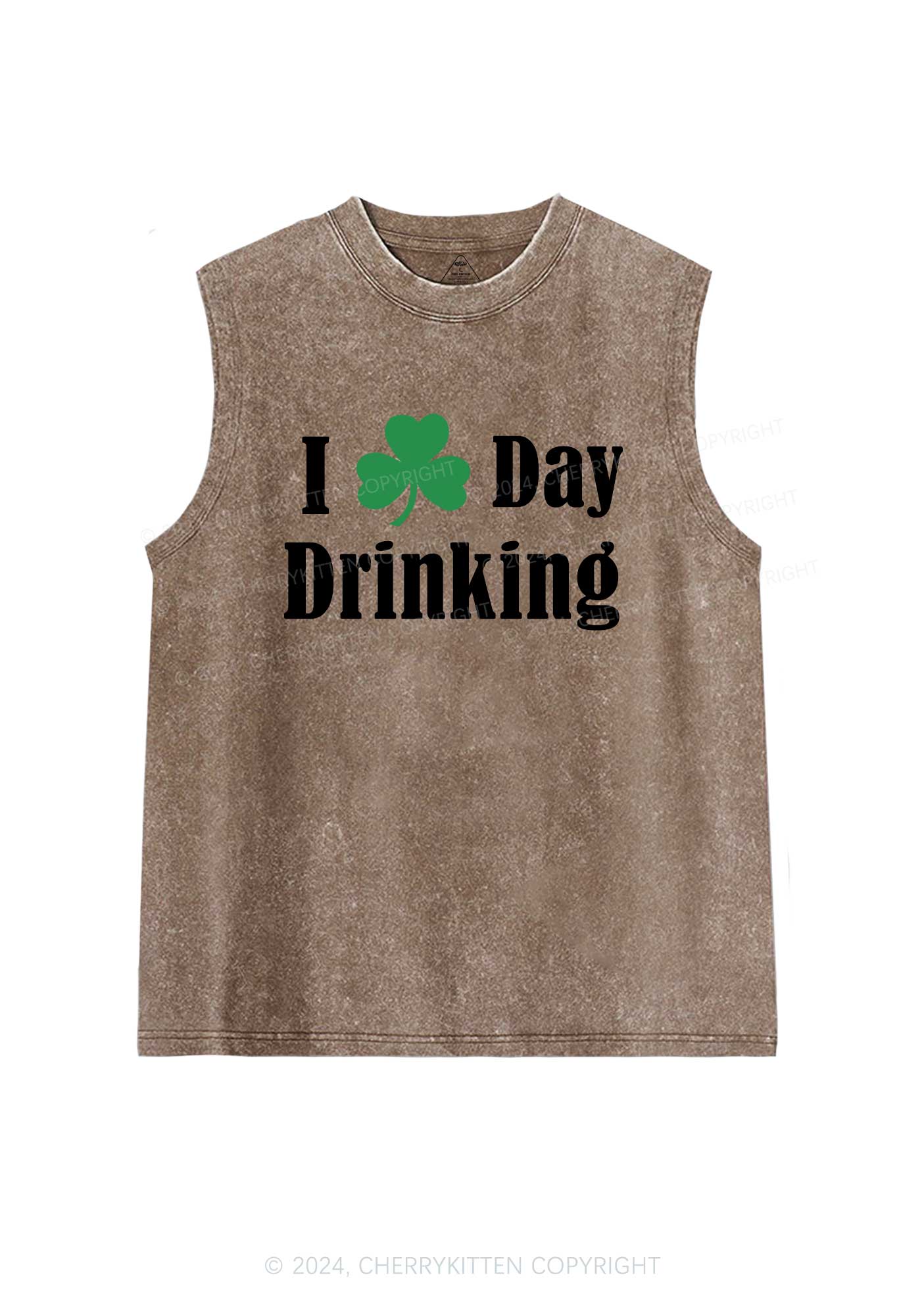 I Love Day Drinking St Patricks Y2K Washed Tank Cherrykitten