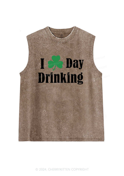 I Love Day Drinking St Patricks Y2K Washed Tank Cherrykitten