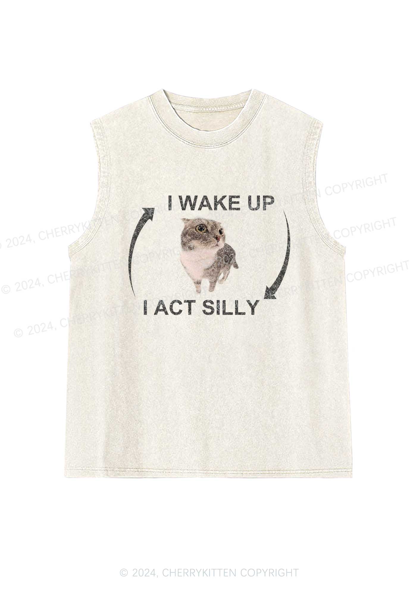 Wake Up Act Silly Y2K Washed Tank Cherrykitten