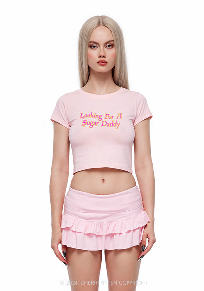 Looking For Sugar Daddy Y2K Baby Tee Cherrykitten