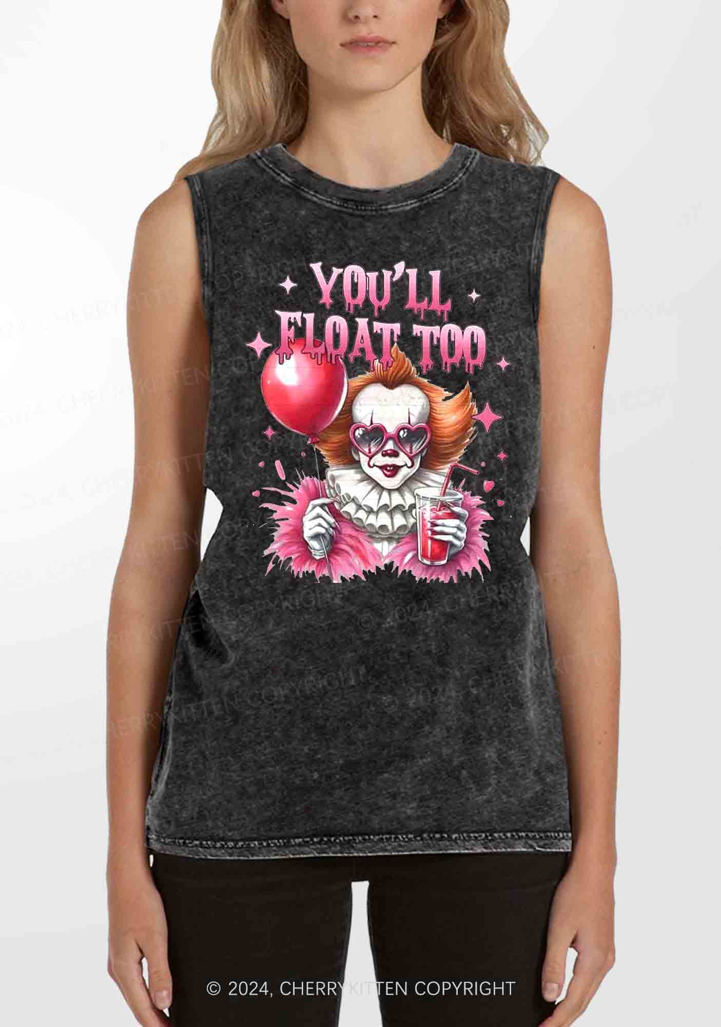 Halloween You Will Float Too Y2K Washed Tank Cherrykitten