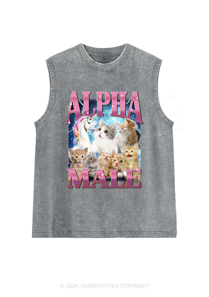 Kitten Unicorn Alpha Male Y2K Washed Tank Cherrykitten