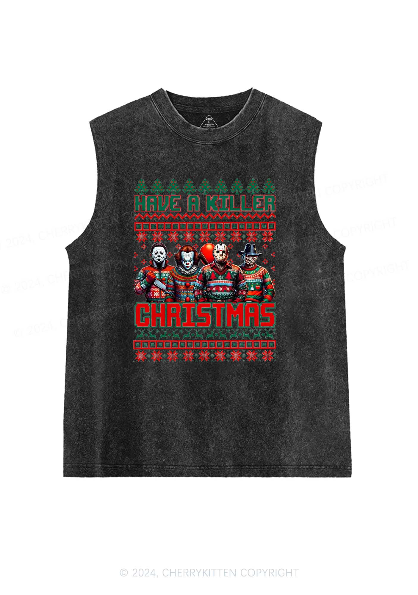 Christmas Have A Killer Y2K Washed Tank Cherrykitten