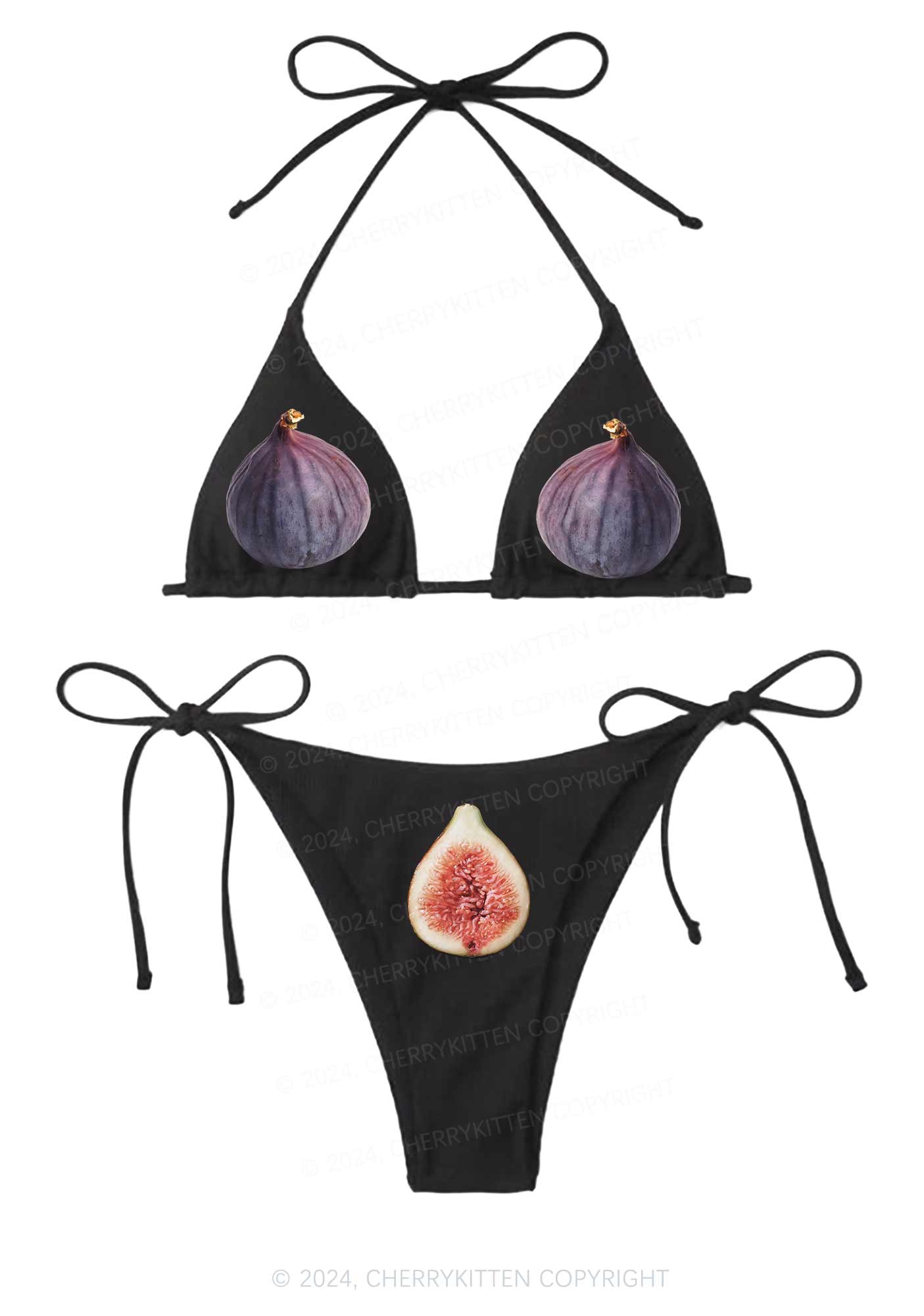 Figs Y2K Halter Triangle Bikini Set Cherrykitten