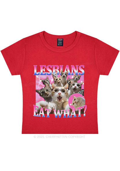 Lesbians Eat What Cat Y2K Baby Tee Cherrykitten