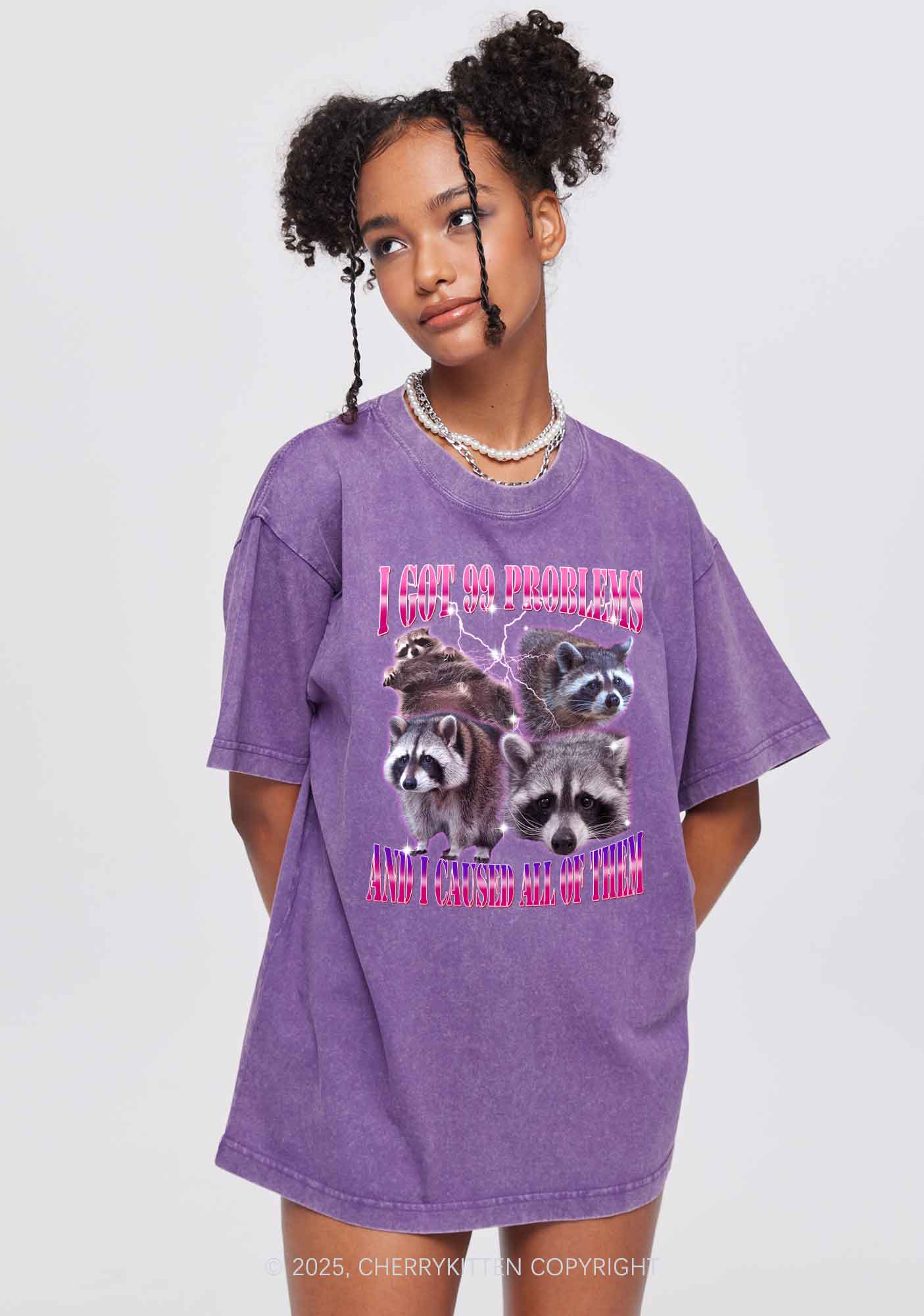 Raccoon Got Problems Y2K Washed Tee Cherrykitten