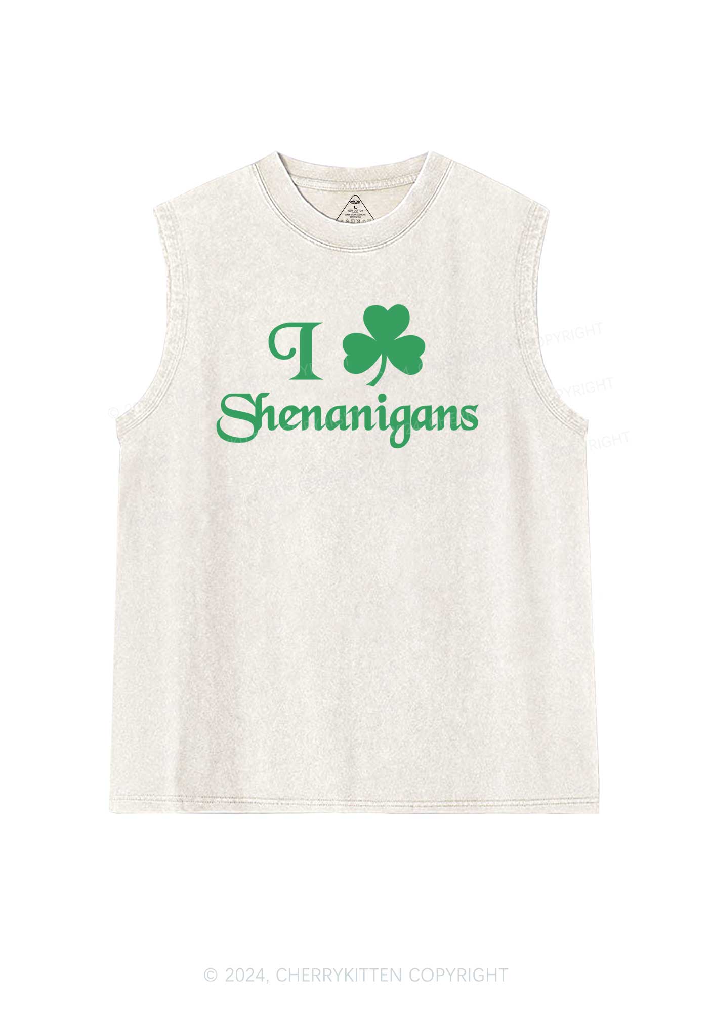 I Love Shenanigans St Patricks Y2K Washed Tank Cherrykitten