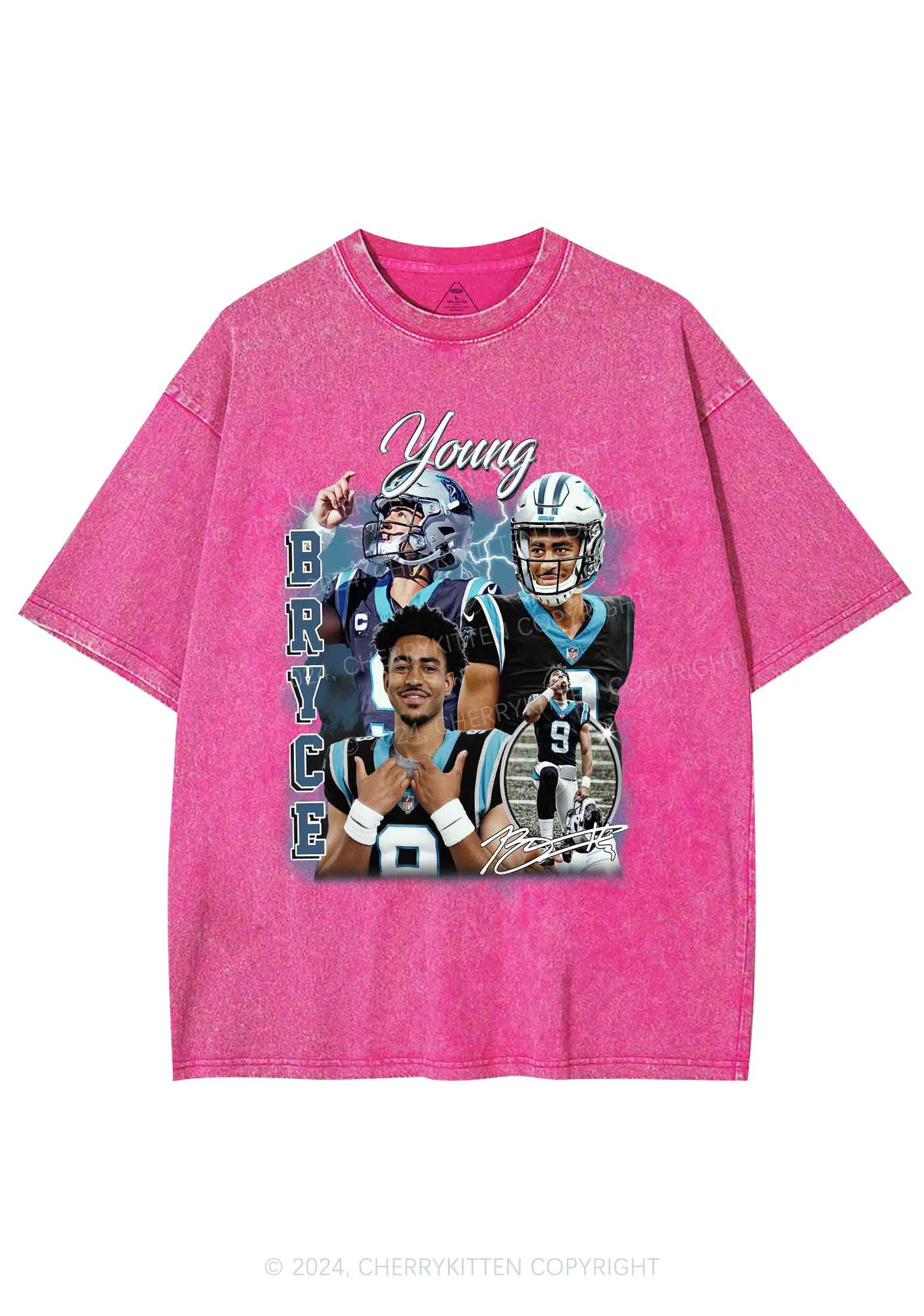 Blue Young Y2K Super Bowl Washed Tee Cherrykitten