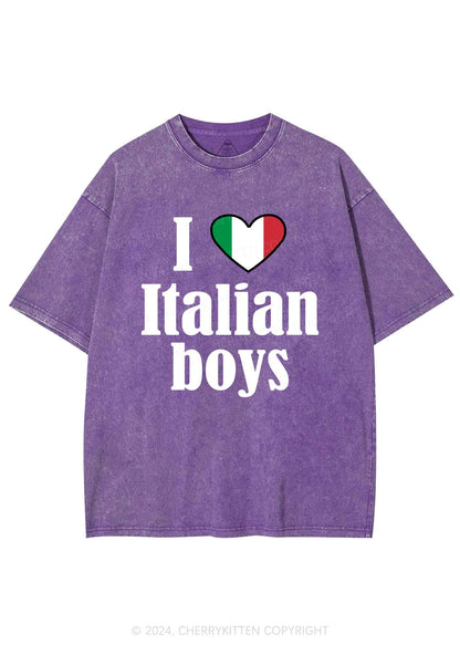 I Love Italian Boys Y2K Washed Tee Cherrykitten