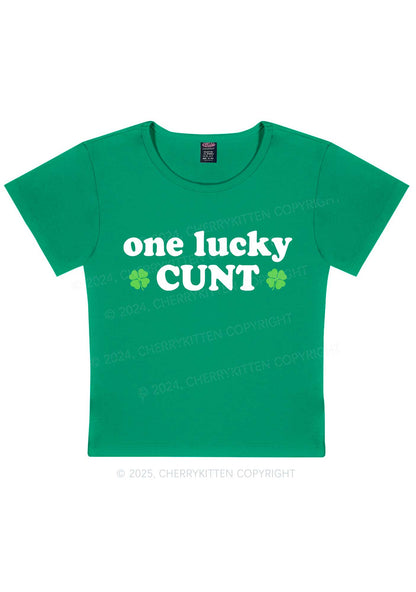 One Lucky Cxxt St Patricks Y2K Baby Tee Cherrykitten