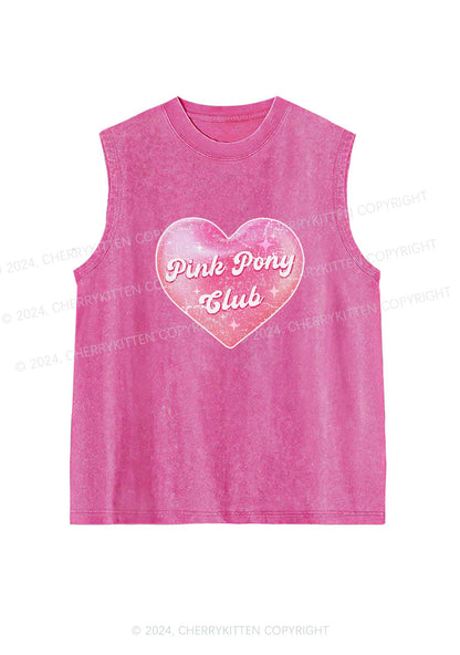 Pink Heart Pony Club Y2K Washed Tank Cherrykitten