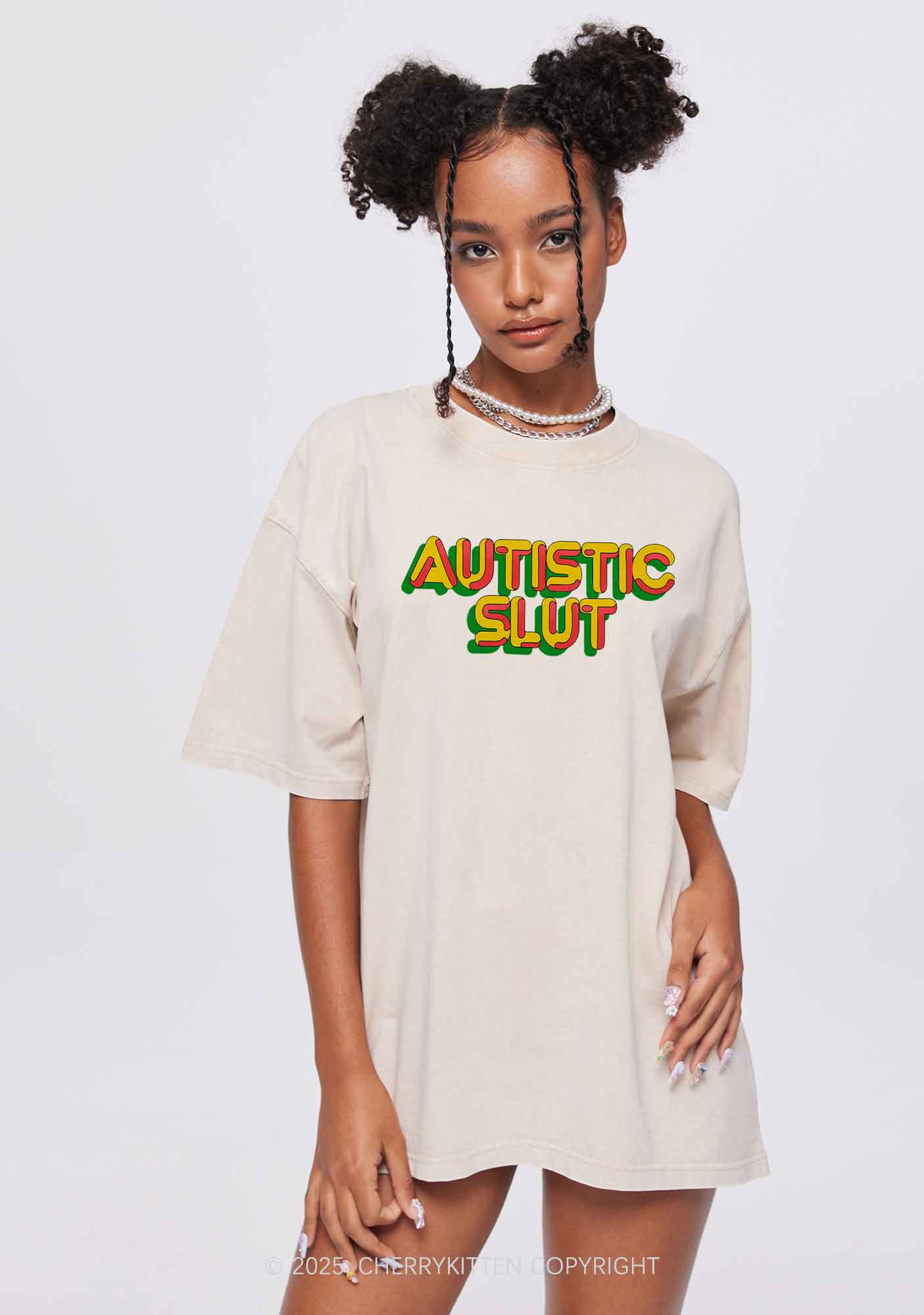 Autistic Slxt Y2K Washed Tee Cherrykitten