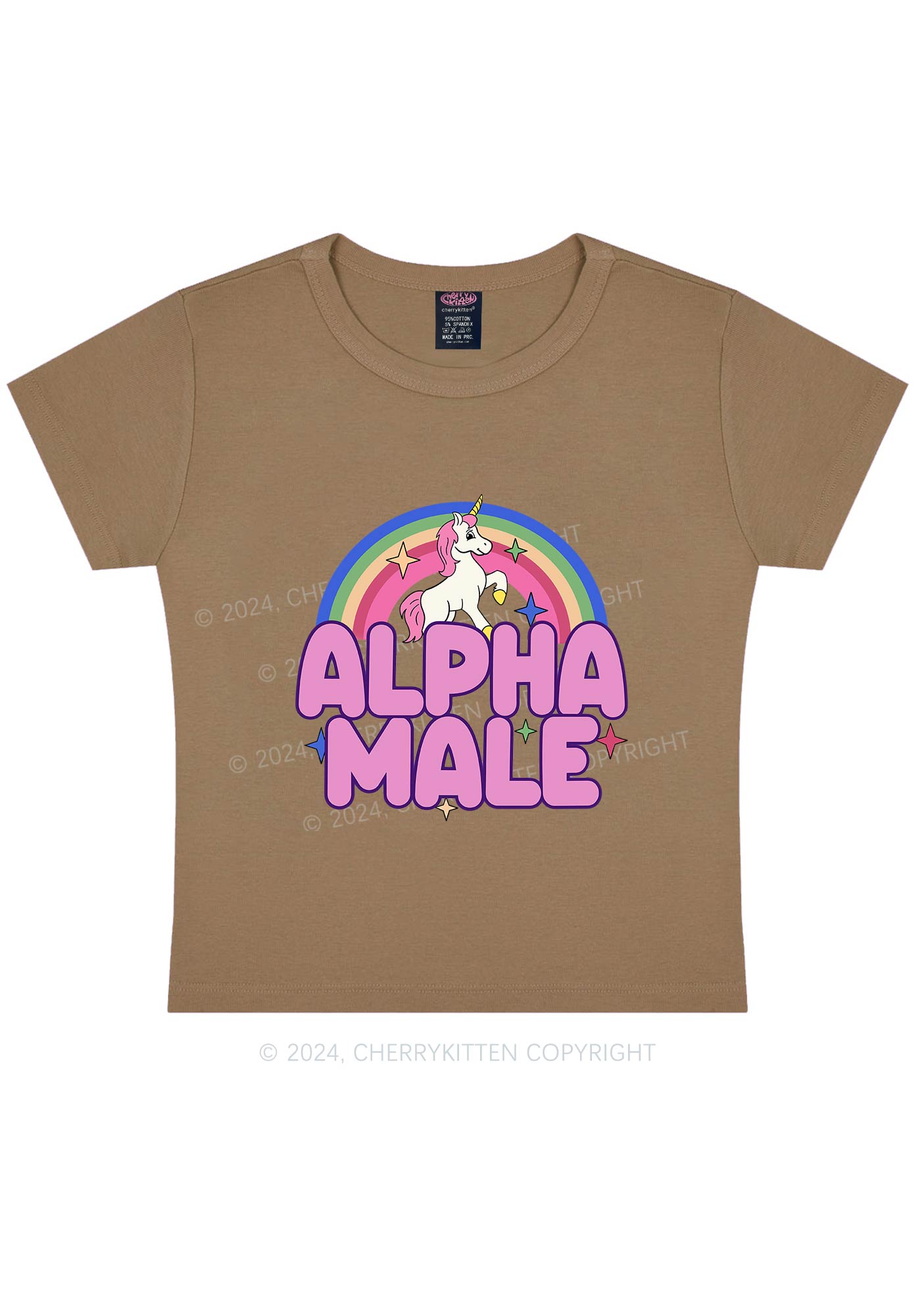 Rainbow Unicorn Alpha Male Y2K Baby Tee Cherrykitten