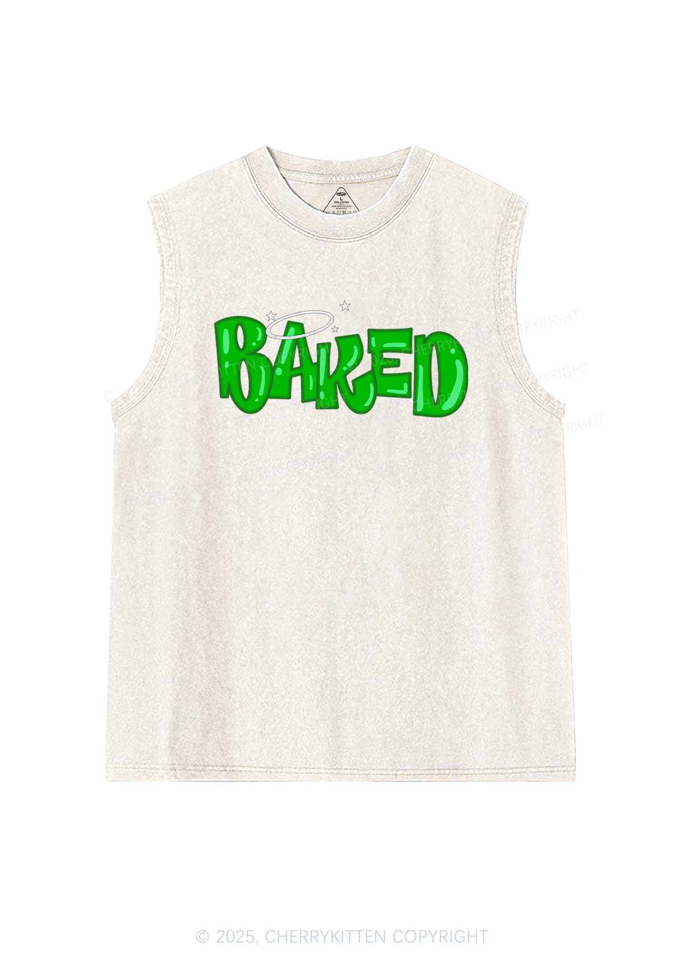 Green Baked Y2K Washed Tank Cherrykitten